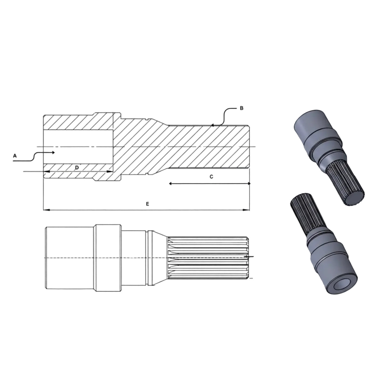 ADAPTER SHAFT SPLINED